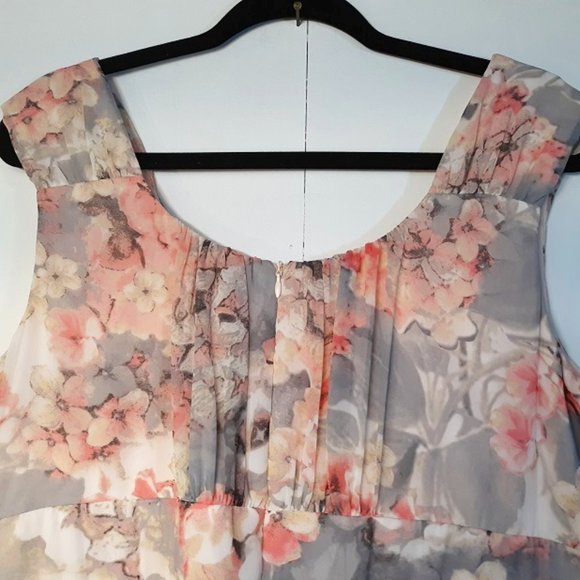 Signature ELLA Floral Dress Women's 14W EUC Chiffon Flowy Lined Special Occasion - Picture 5 of 12